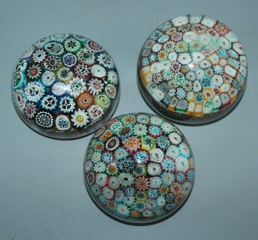 3 glass paperweights